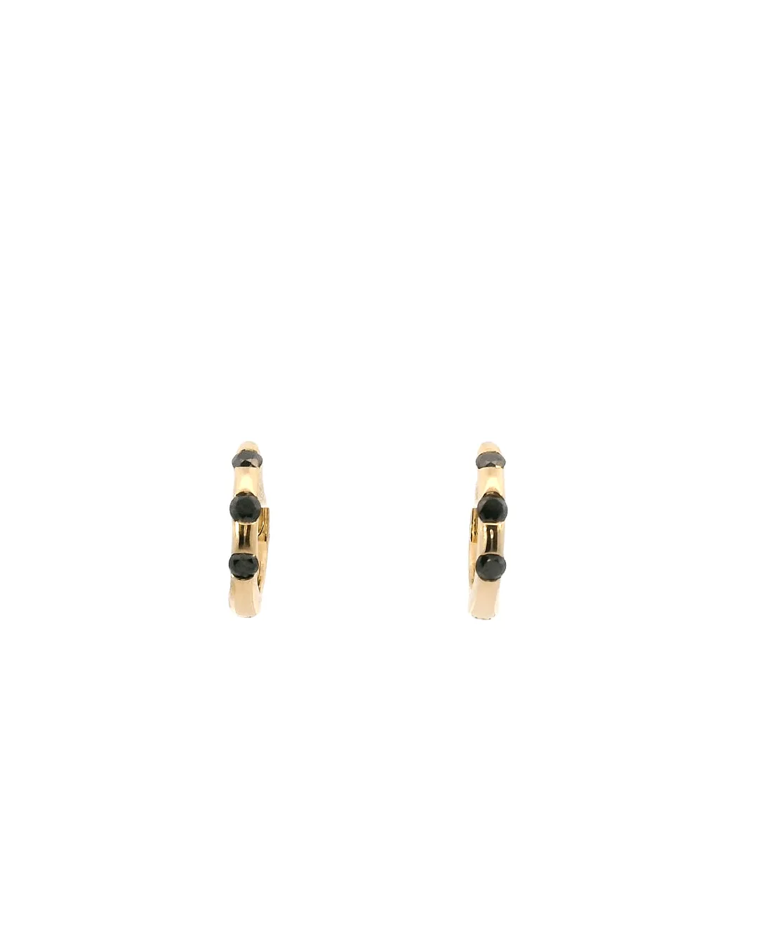 14KT gold small Huggies with 3 black diamonds (0.25CT)