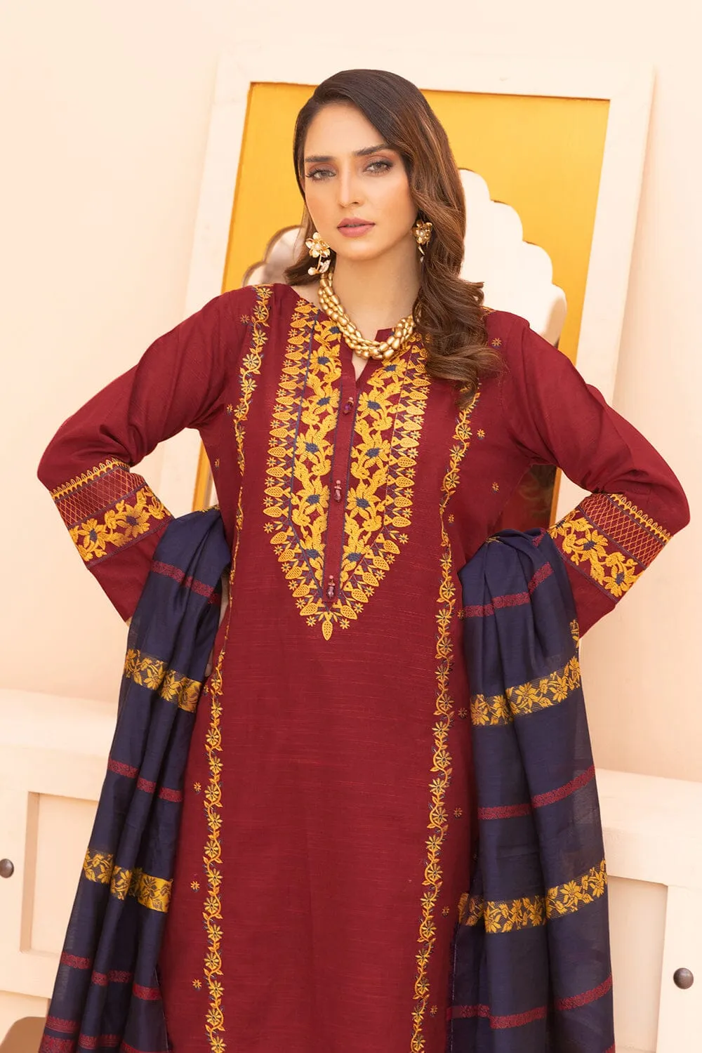 3PC Unstitched Embroidered Khaddar Suit KKE-2273