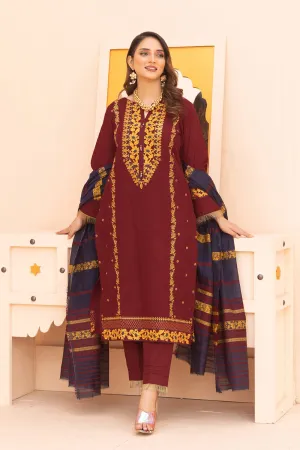3PC Unstitched Embroidered Khaddar Suit KKE-2273