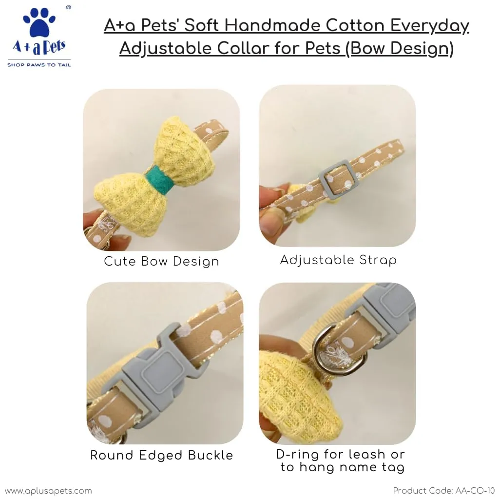 A a Pets' Soft Handmade Everyday Adjustable Cat Collar-2(SET OF 4)