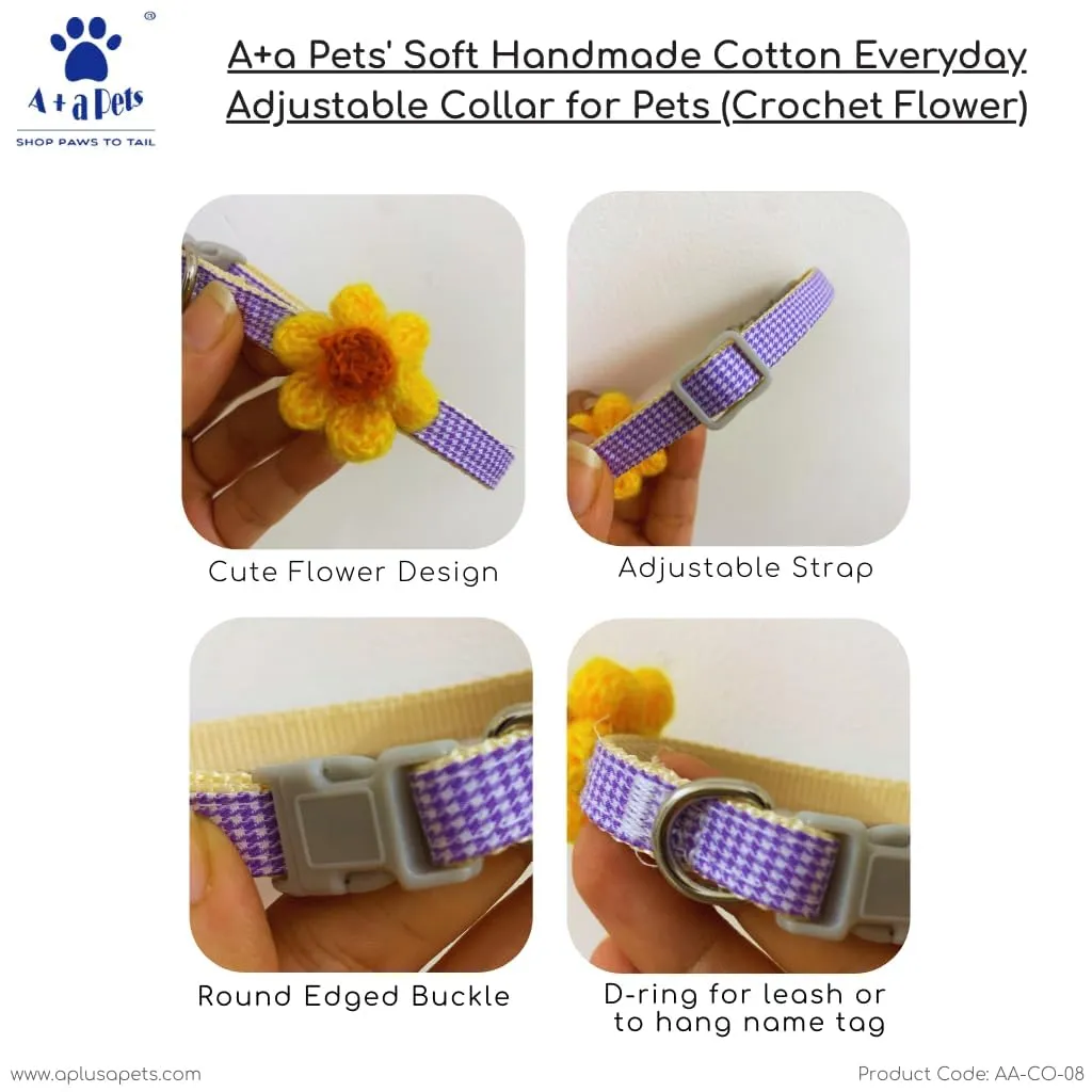 A a Pets' Soft Handmade Everyday Adjustable Cat Collar-2(SET OF 4)