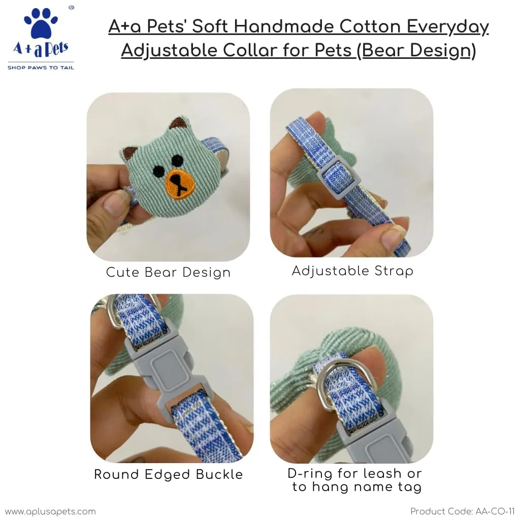 A a Pets' Soft Handmade Everyday Adjustable Cat Collar-2(SET OF 4)