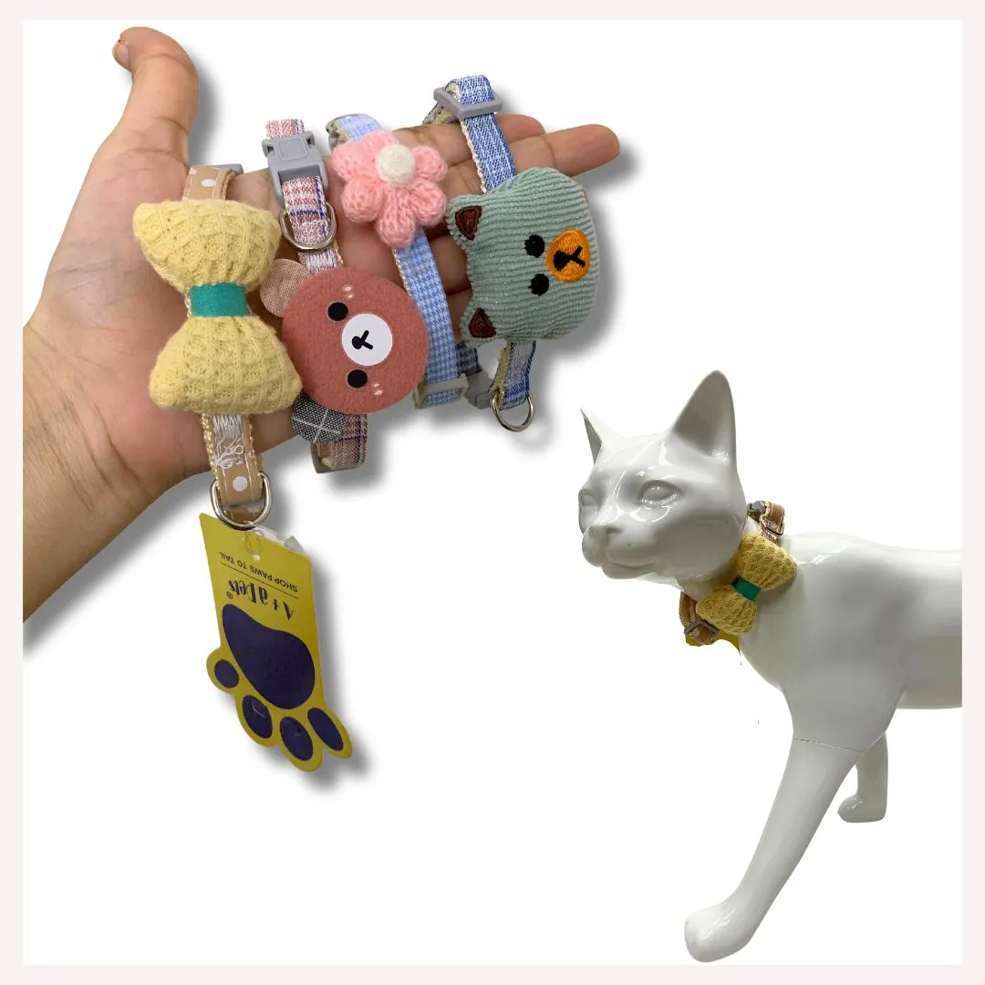 A a Pets' Soft Handmade Everyday Adjustable Cat Collar-2(SET OF 4)
