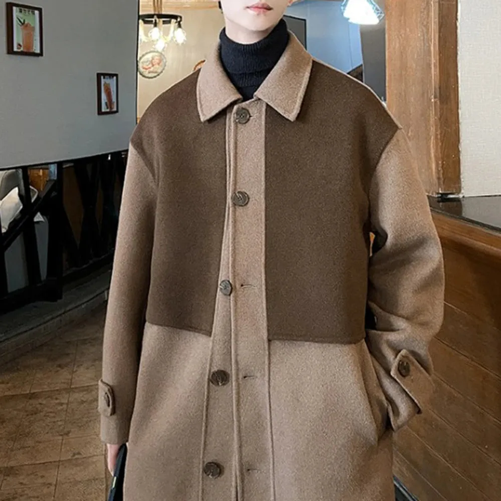 Aidase Mens Y2k Jacket American Retro Contrast Color Coat Winter Fashion Brand High Street Medium And Long Korean Style Fashion Coat