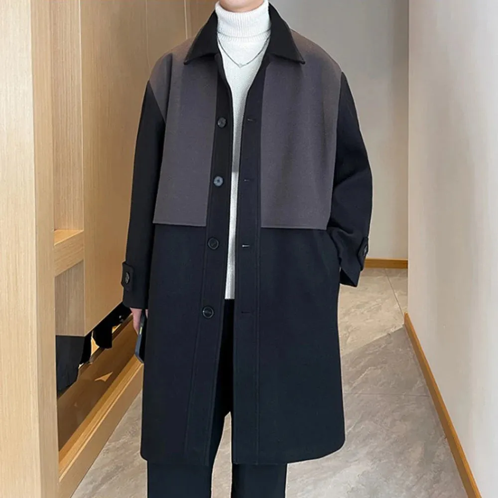 Aidase Mens Y2k Jacket American Retro Contrast Color Coat Winter Fashion Brand High Street Medium And Long Korean Style Fashion Coat