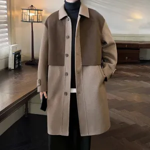 Aidase Mens Y2k Jacket American Retro Contrast Color Coat Winter Fashion Brand High Street Medium And Long Korean Style Fashion Coat