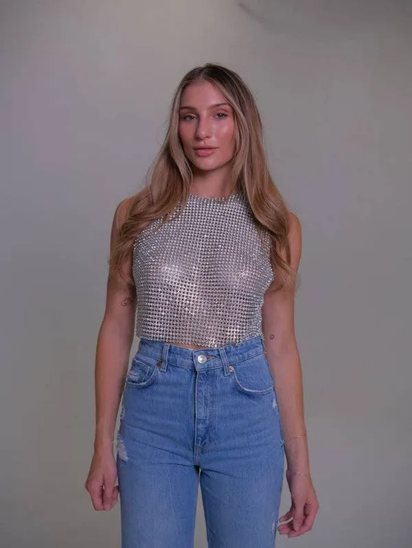 AS SEEN ON ALLISON CLAIRE!! She's a Stunner" Rhinestone Tank in Clear
