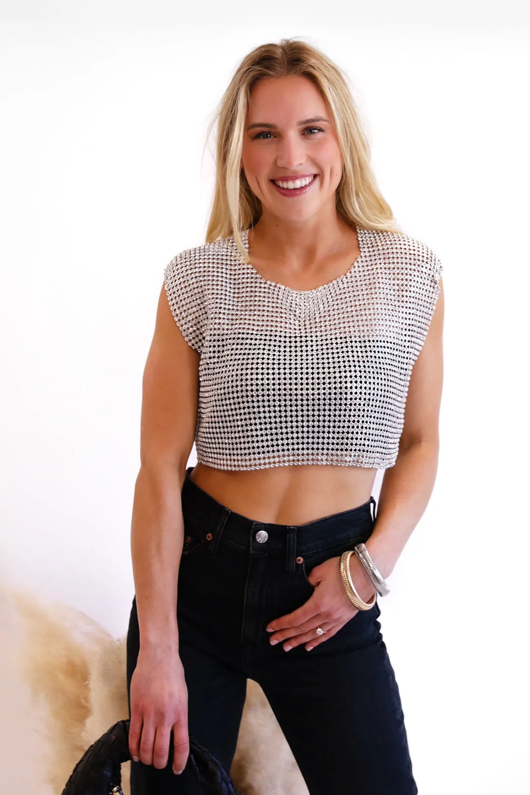 AS SEEN ON ALLISON CLAIRE!! She's a Stunner" Rhinestone Tank in Clear