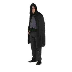 Cape avec capuchon 45 po noire pour adulte