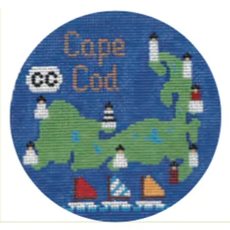 Cape Cod 4 1/4" Travel Round Needlepoint Canvas