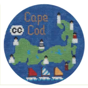 Cape Cod 4 1/4" Travel Round Needlepoint Canvas
