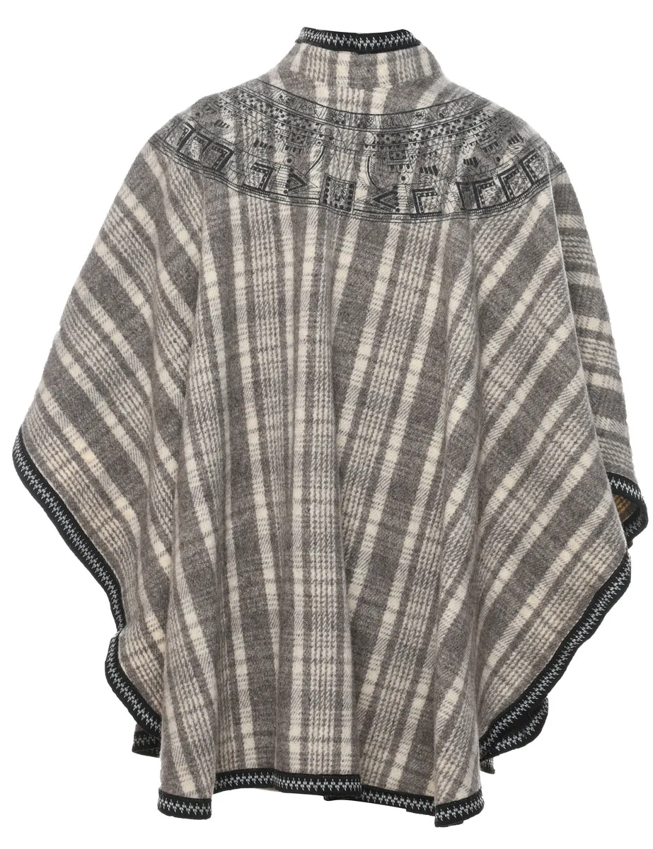 Checked Grey & Off White Cape - M