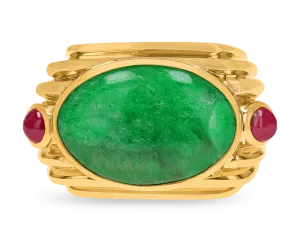 David Webb Jade and Ruby Ring