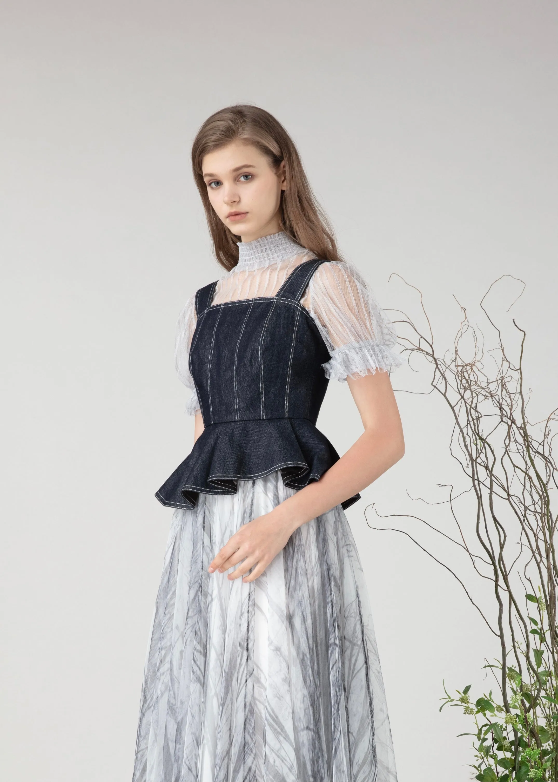 Denim corset style top