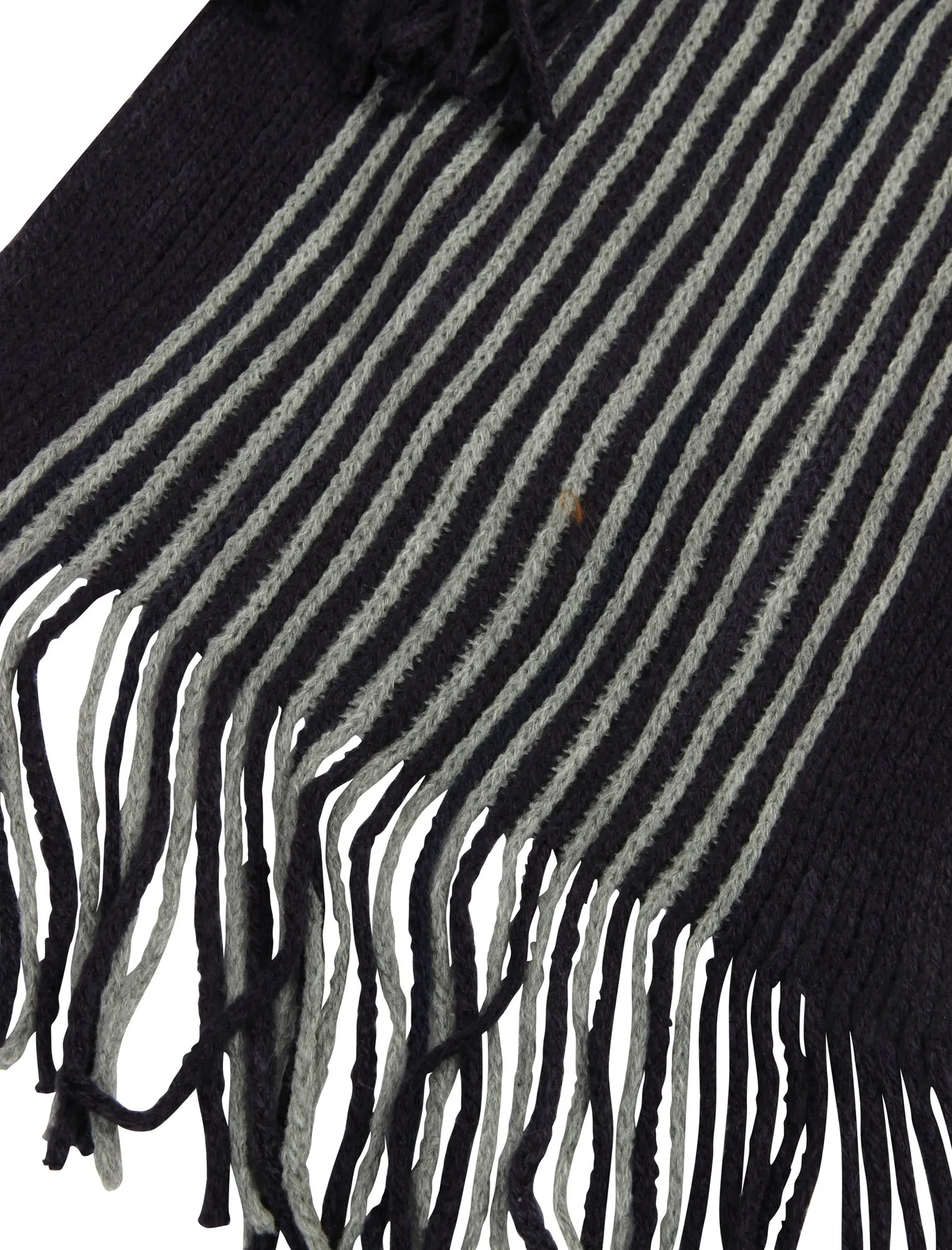 Dylan Striped Cable Knitted Scarf in Navy / Grey