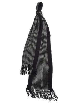 Dylan Striped Cable Knitted Scarf in Navy / Grey