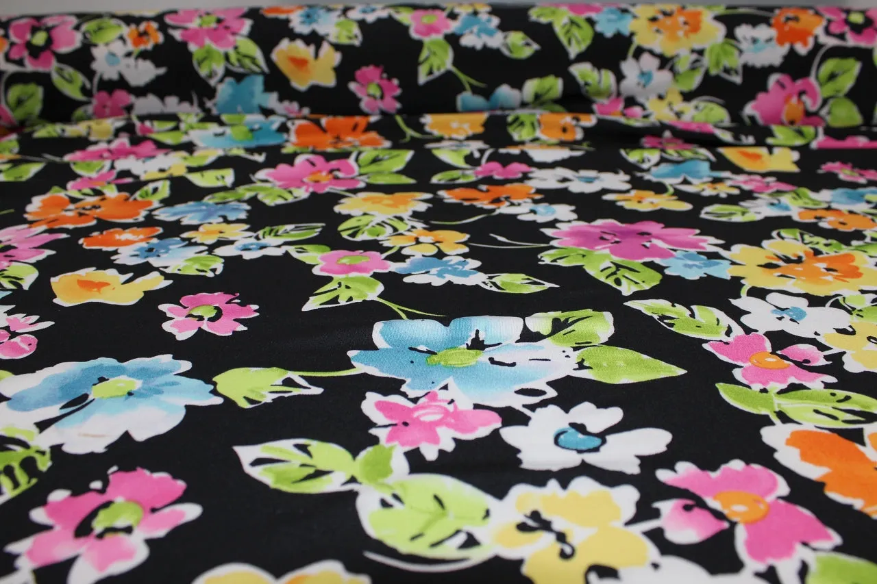 Flirtatious Florals ITY Jersey - Candy Colors on Black