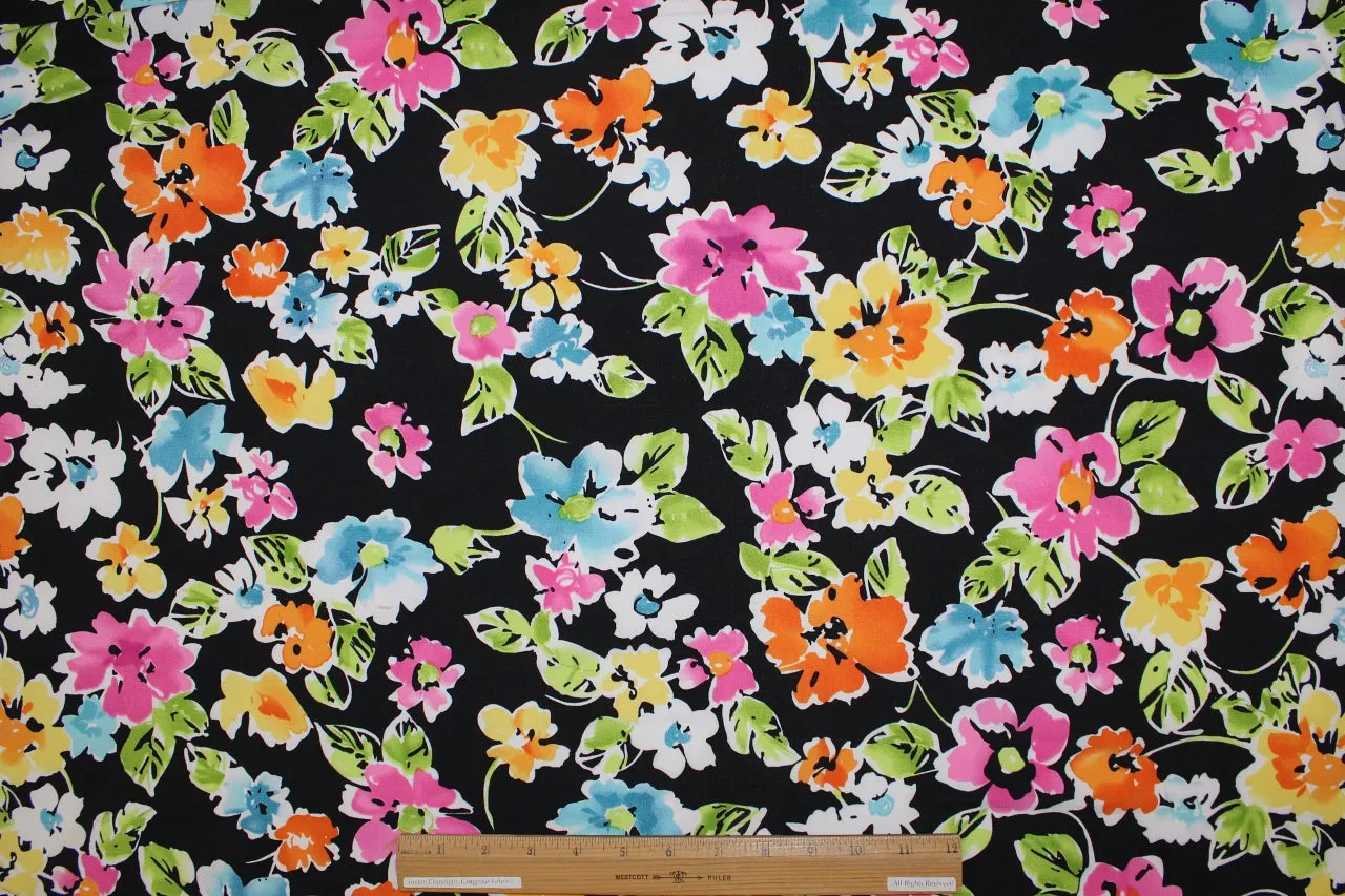 Flirtatious Florals ITY Jersey - Candy Colors on Black