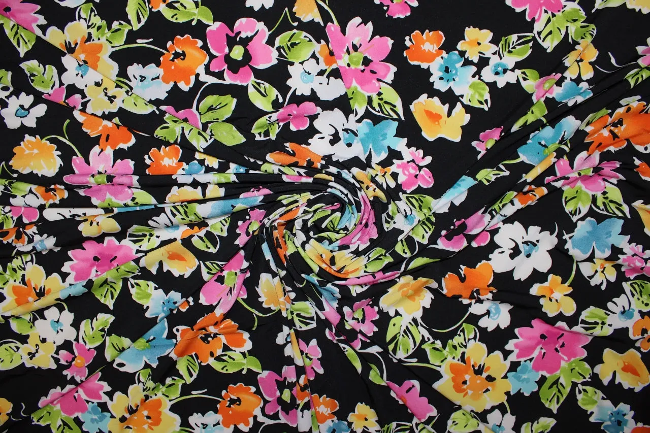 Flirtatious Florals ITY Jersey - Candy Colors on Black