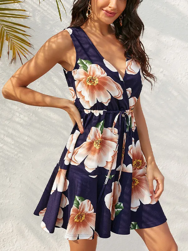 Floral Print Wrap Midi Dress