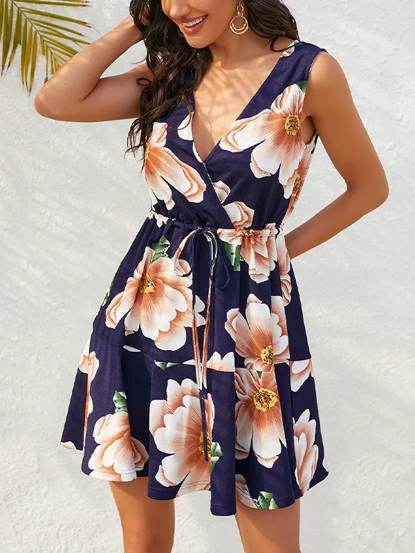 Floral Print Wrap Midi Dress