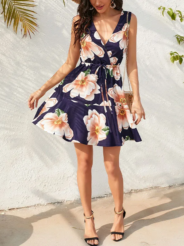 Floral Print Wrap Midi Dress