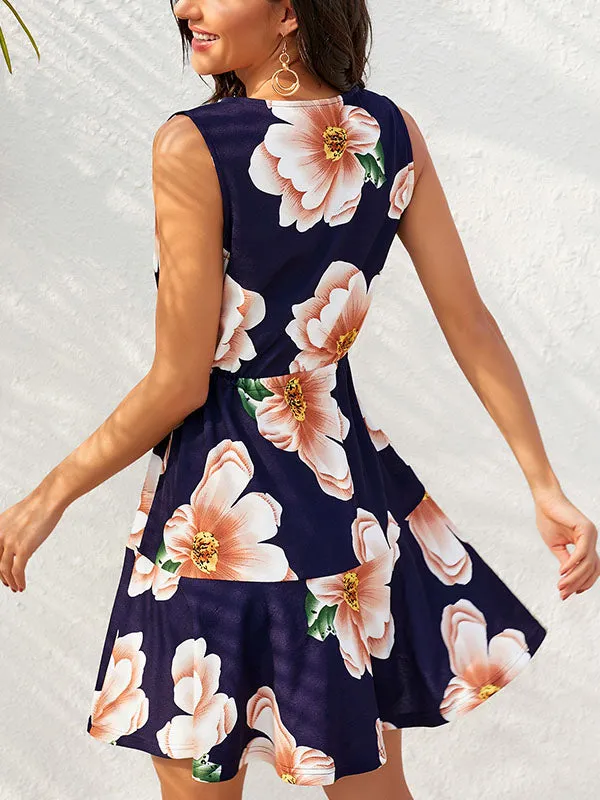Floral Print Wrap Midi Dress