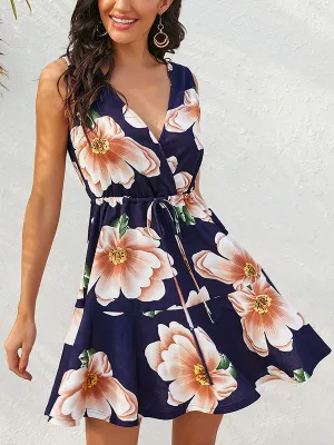 Floral Print Wrap Midi Dress