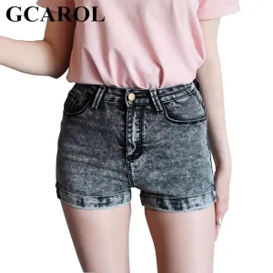 GCAROL Women Euro Style High Waist Denim Shorts Stretch Casual Basic Jeans Shorts High Quality Shorts For Summer Spring Autumn