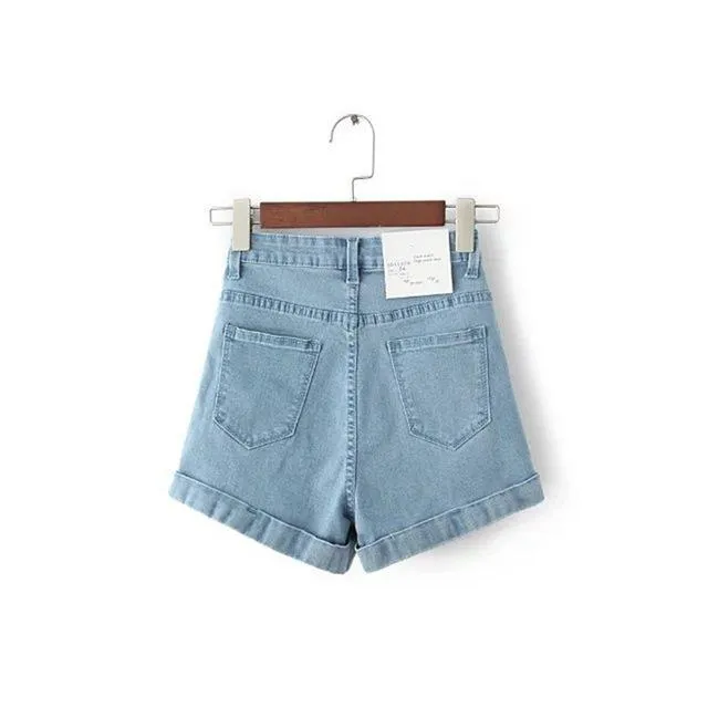 GCAROL Women Euro Style High Waist Denim Shorts Stretch Casual Basic Jeans Shorts High Quality Shorts For Summer Spring Autumn