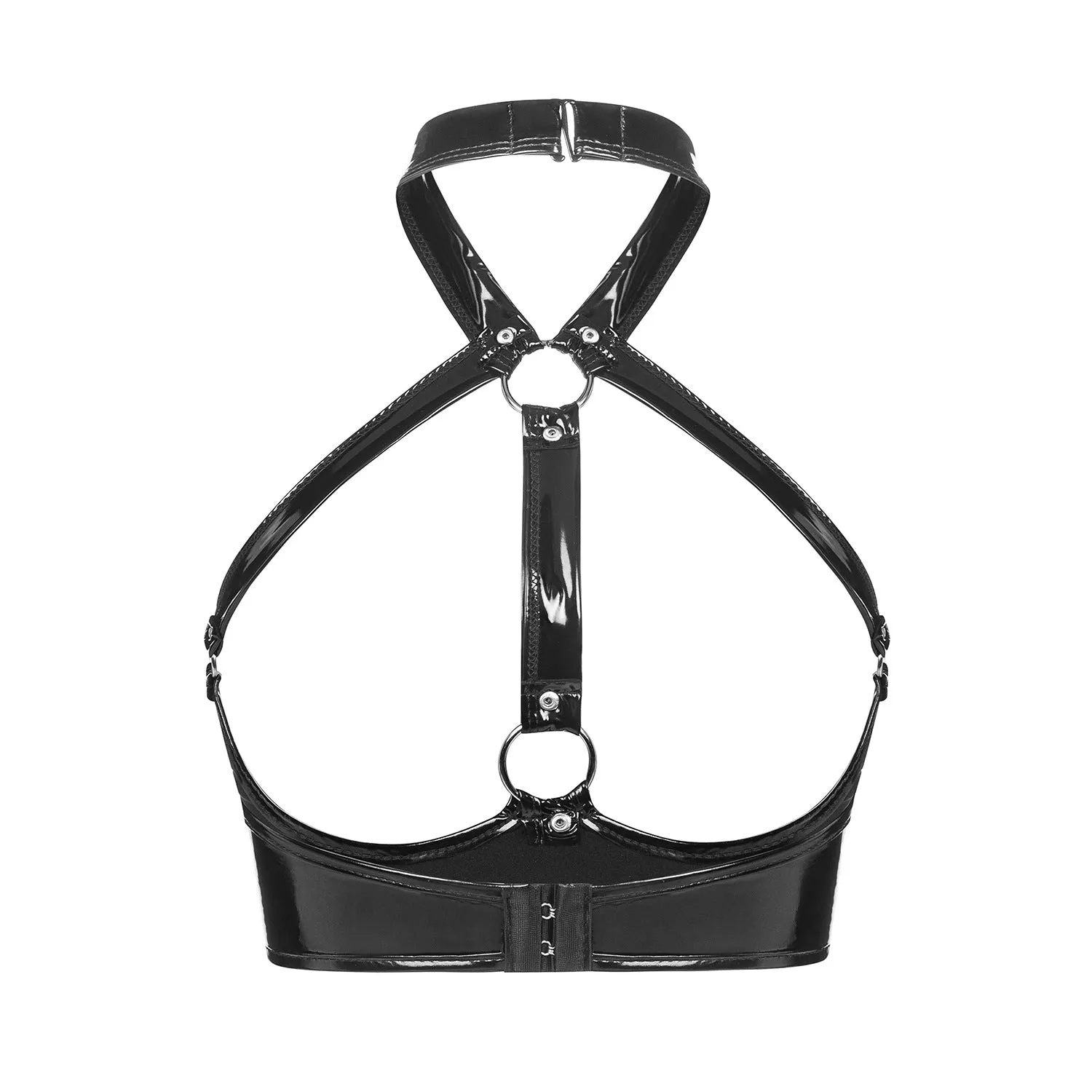 Glossy Temptation Patent Leather Open Cup Bra