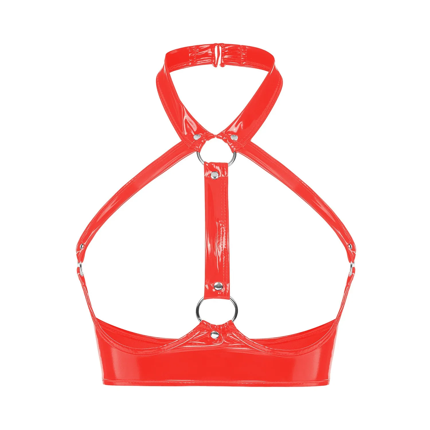 Glossy Temptation Patent Leather Open Cup Bra