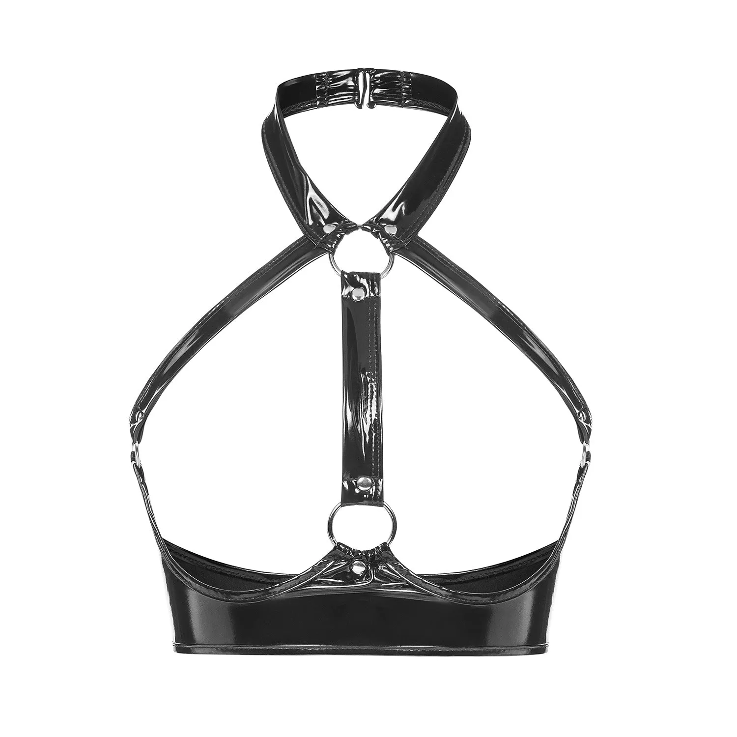 Glossy Temptation Patent Leather Open Cup Bra