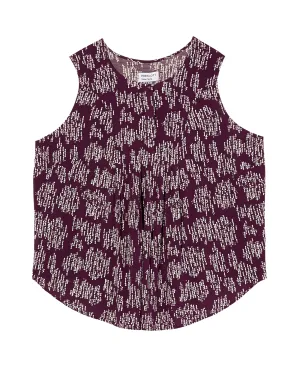 Honora Sleeveless Printed Blouse with Pleats | Purple