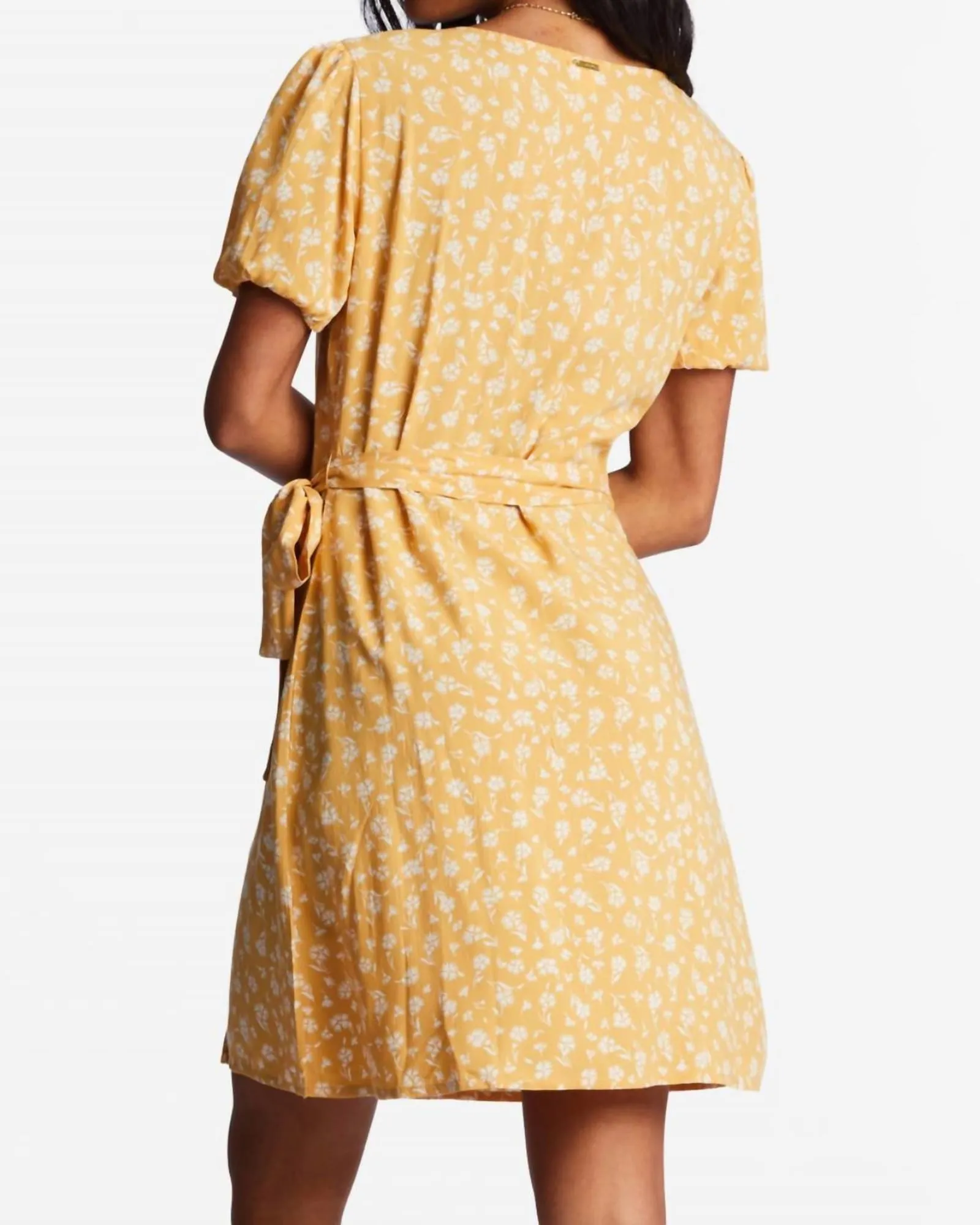Hot Tropics Mini Wrap Dress in Goldie | Goldie