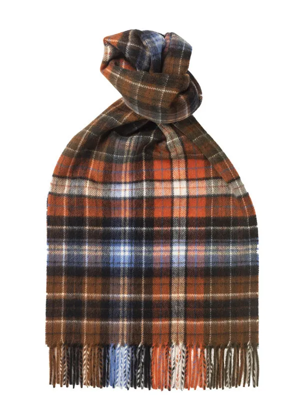 Joshua Ellis Orange Check Cashmere Scarf