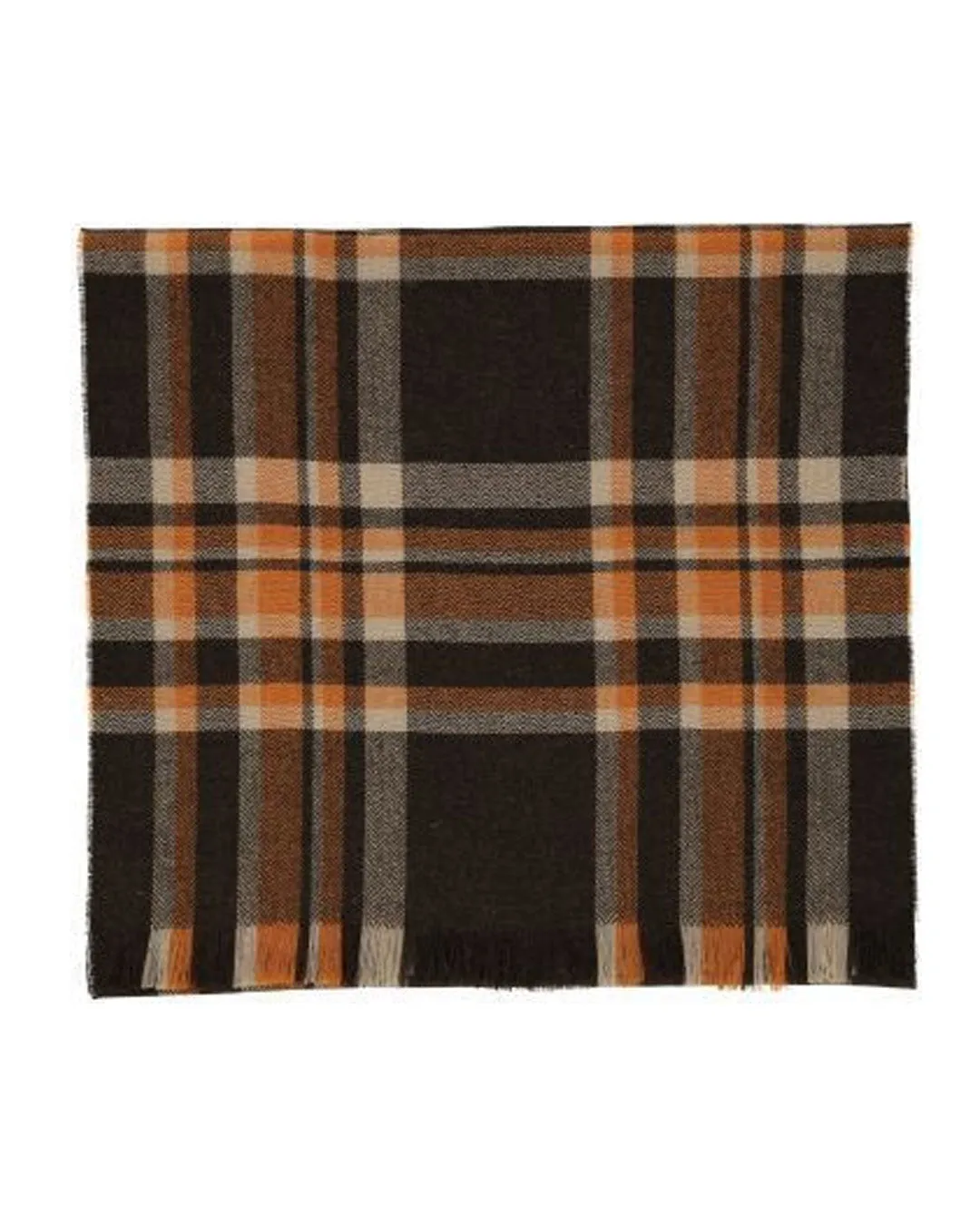 Joshua Ellis Orange Classic Herringbone Brushed Cashmere Scarf