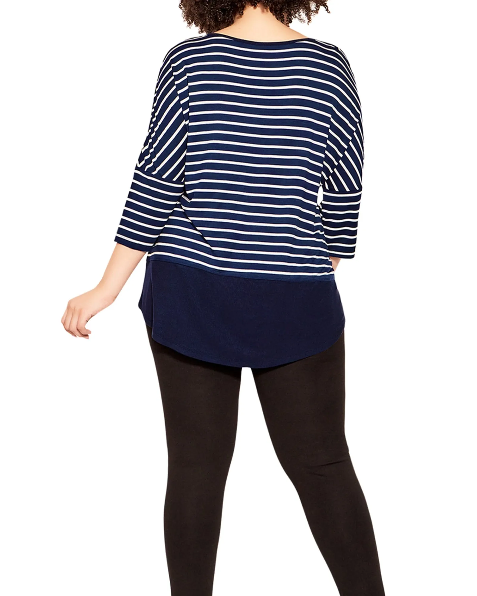 Kiara Stripe Ribbed Top | Navy / White