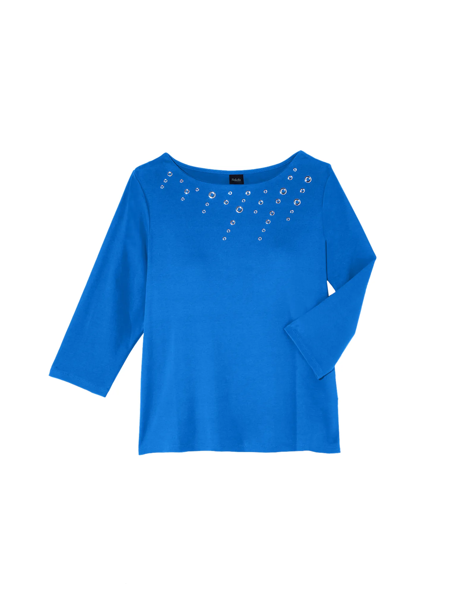 Leighton Boat Neck Tee with Grommet Details | Royal Blue