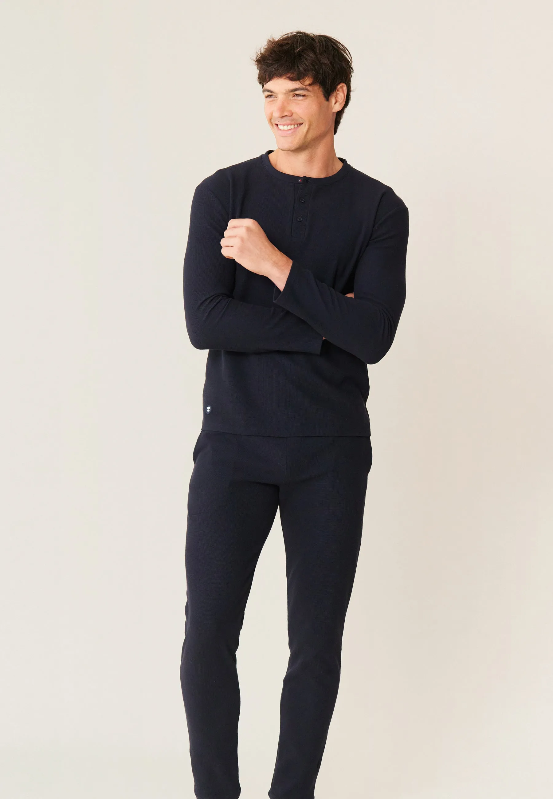 Marc-Antoine Marine - T-Shirt De Pyjama En Coton Gaufré