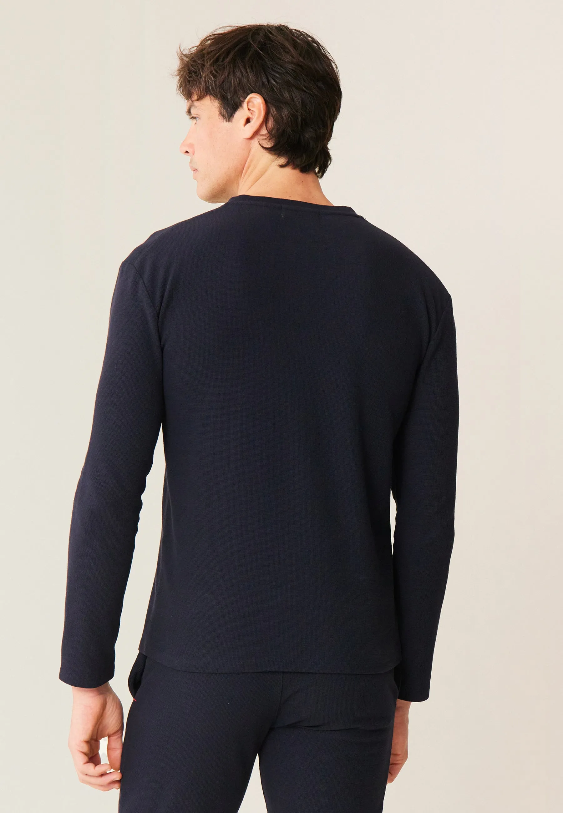 Marc-Antoine Marine - T-Shirt De Pyjama En Coton Gaufré