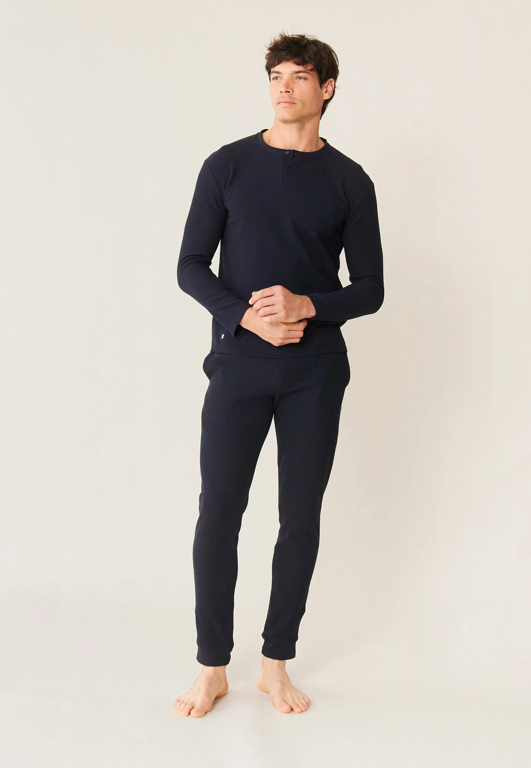 Marc-Antoine Marine - T-Shirt De Pyjama En Coton Gaufré