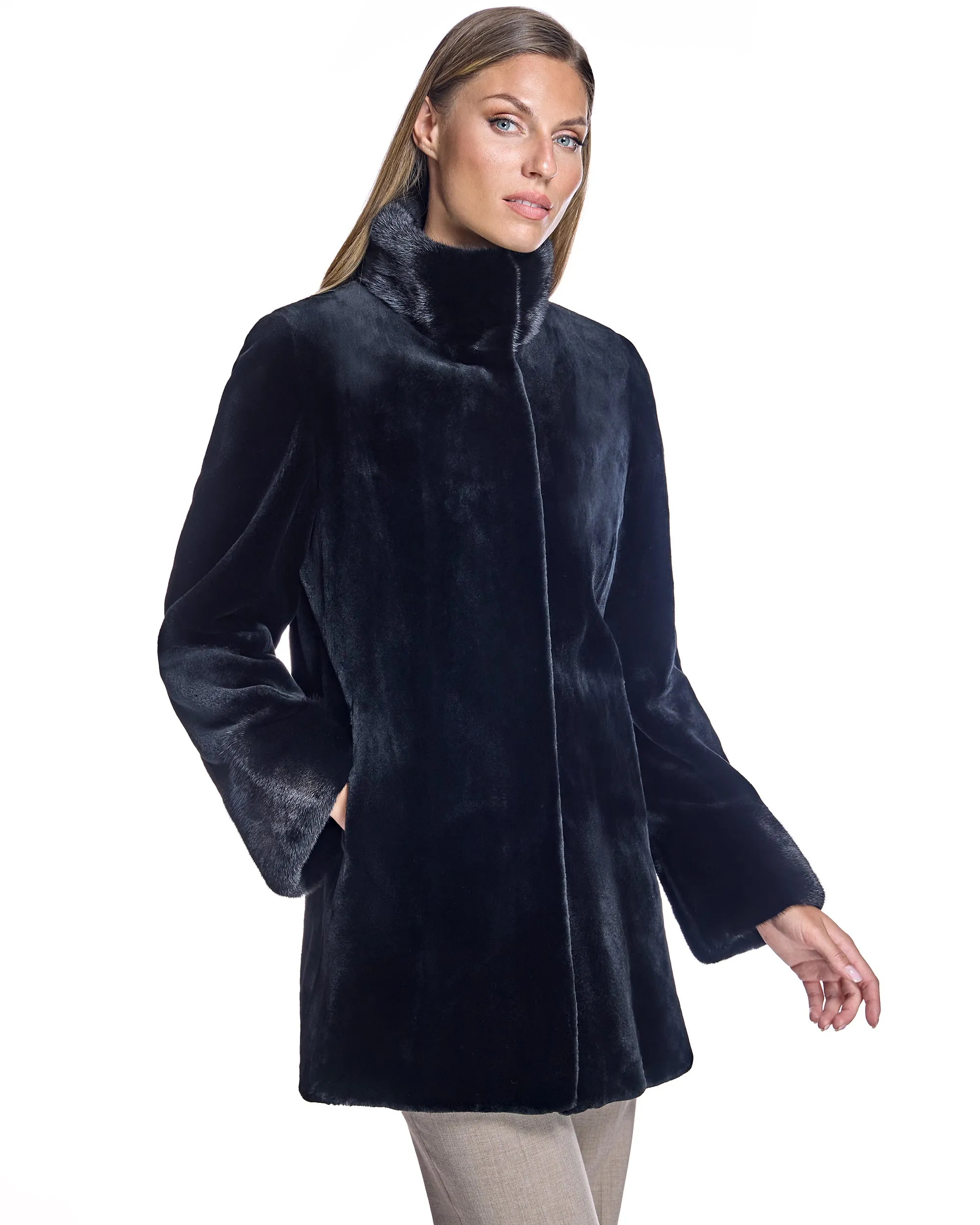 Maximilian Sheared Mink Jacket Reversible to Taffeta