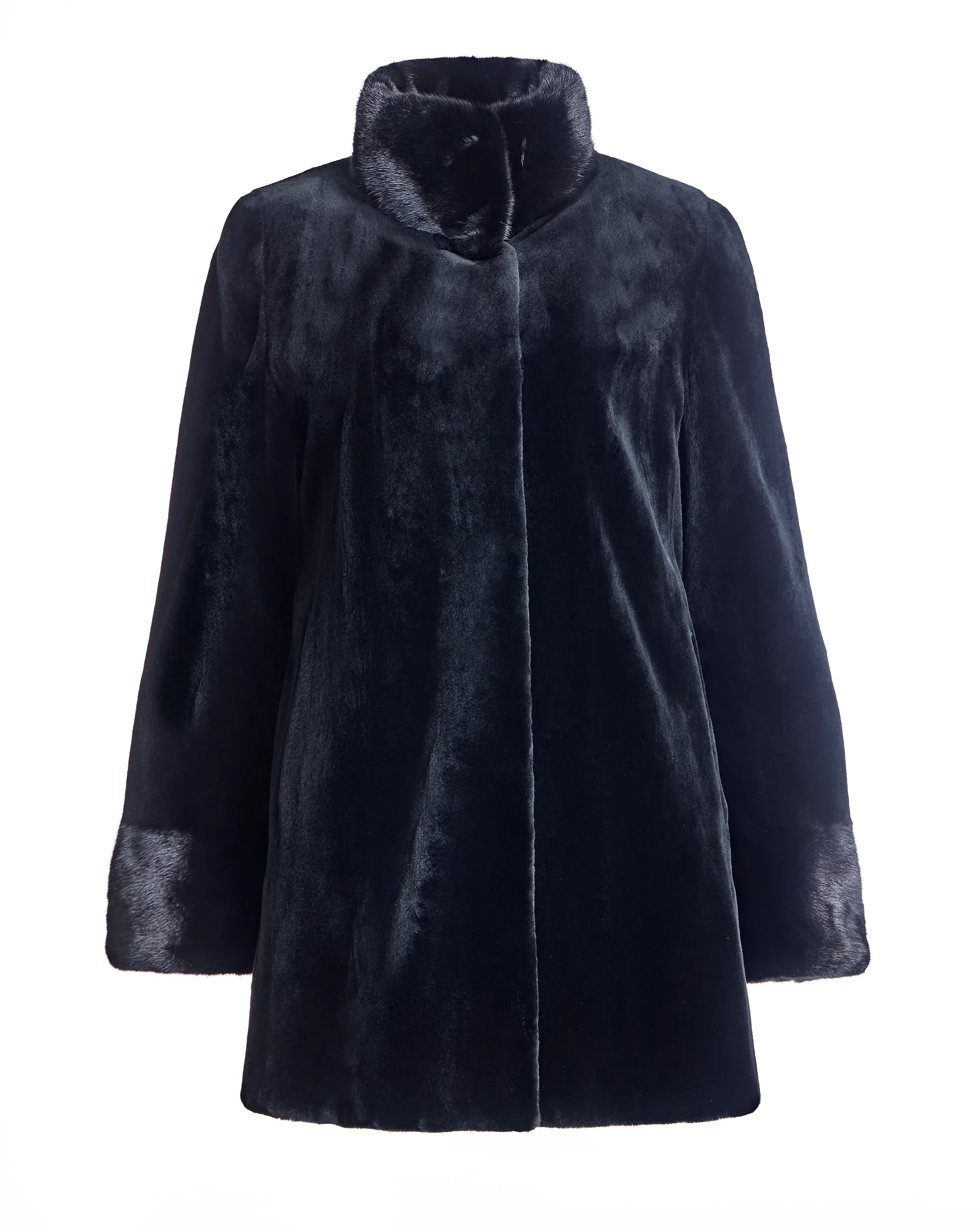 Maximilian Sheared Mink Jacket Reversible to Taffeta