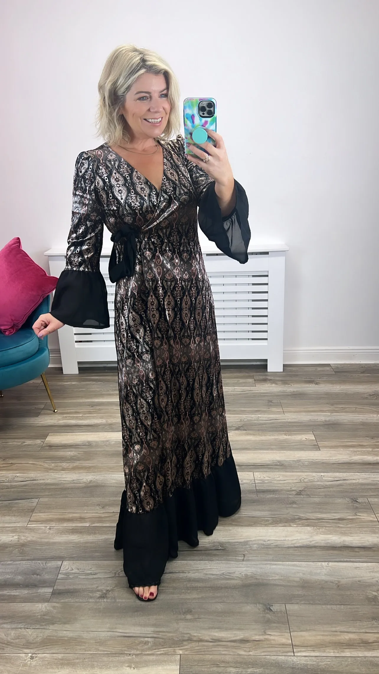 Melaney Wrap Dress (Black)