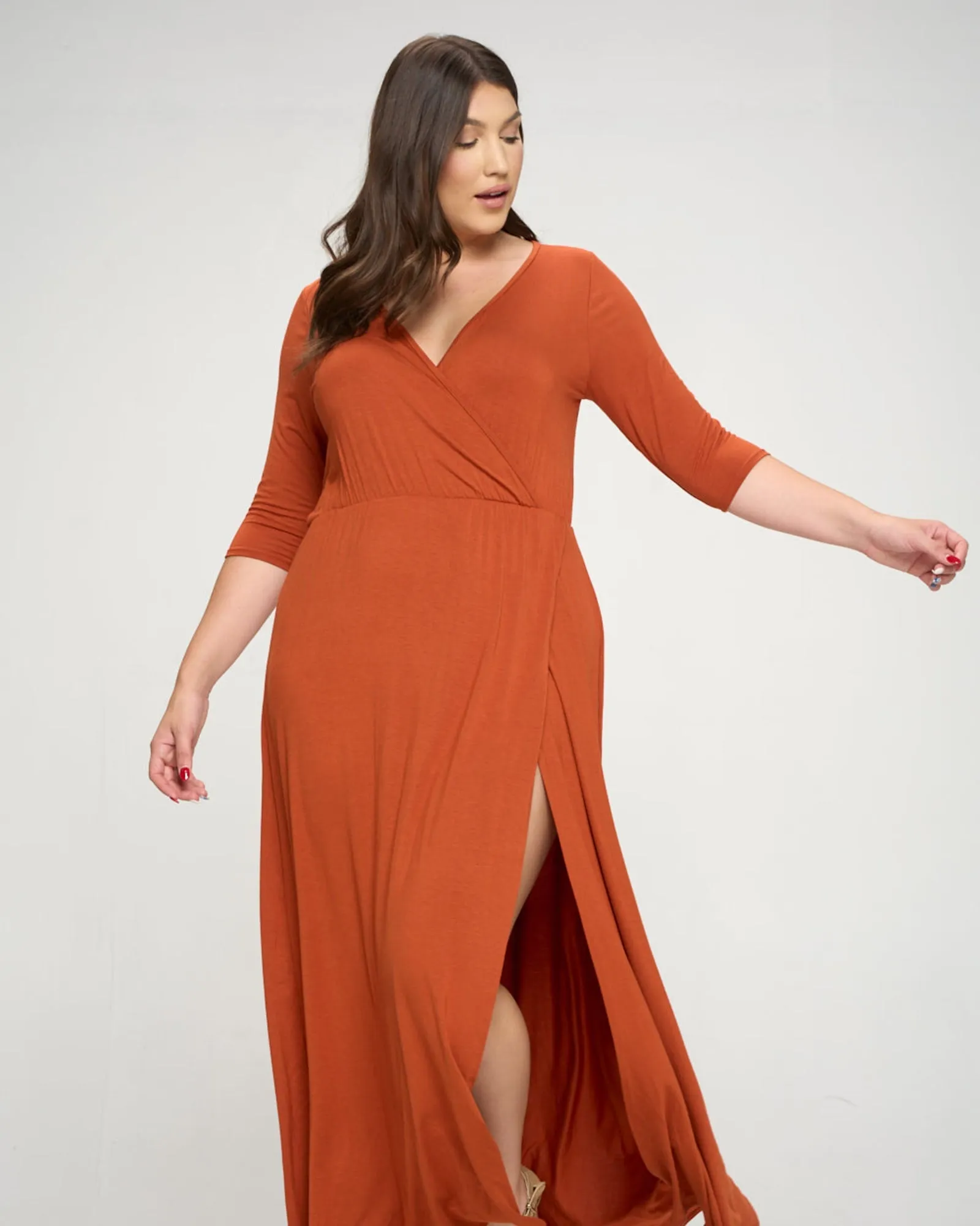 Nancy Maxi Wrap Dress | Rust