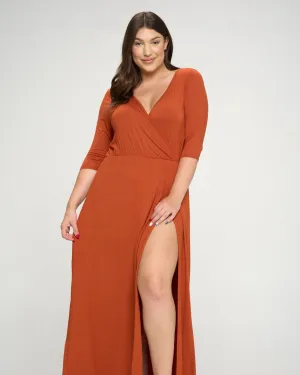 Nancy Maxi Wrap Dress | Rust