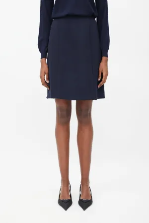 Navy Strap Waist Pencil Skirt