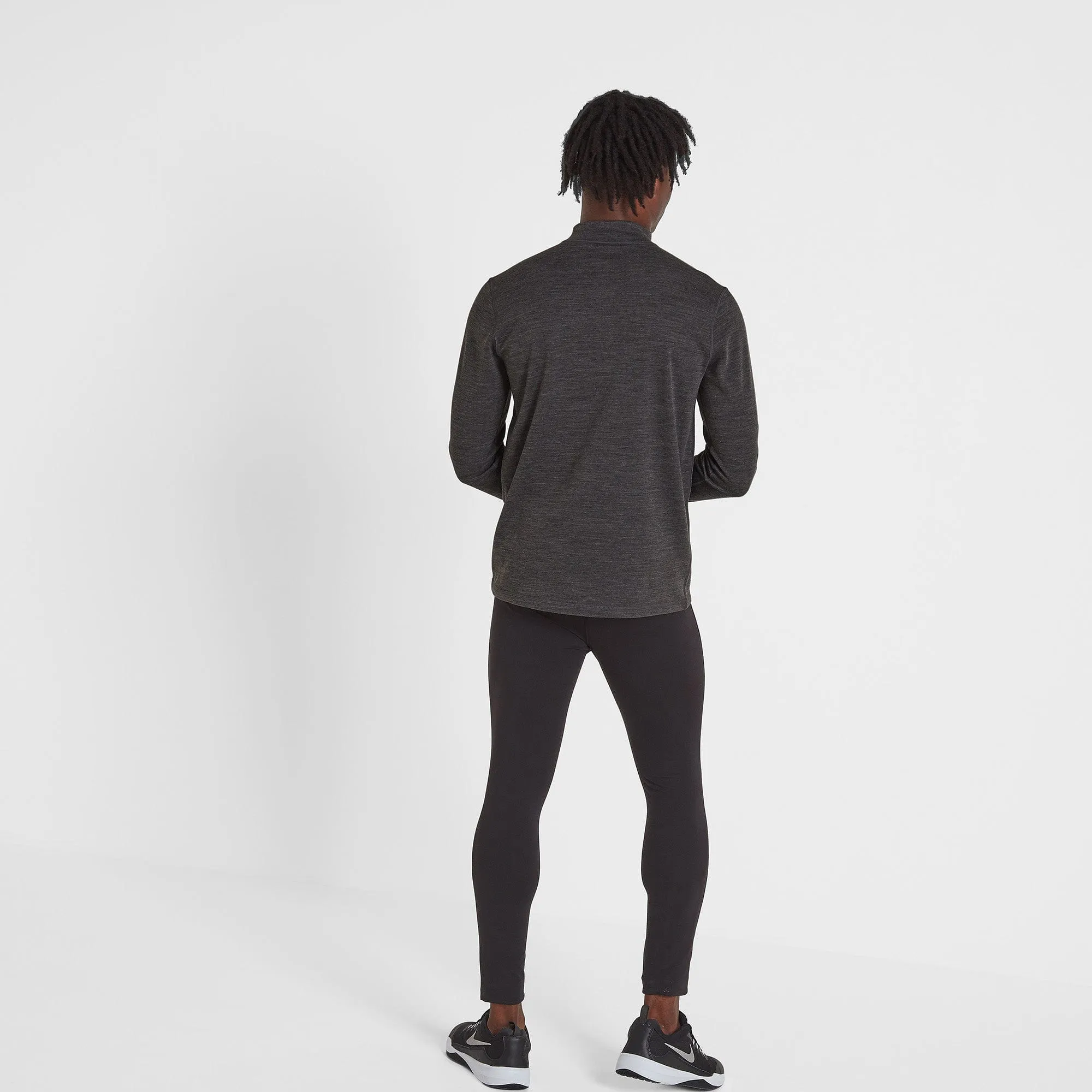 Nevis Mens Merino Base Layer Zip Neck - Grey Marl