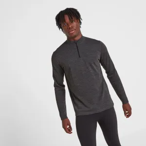 Nevis Mens Merino Base Layer Zip Neck - Grey Marl
